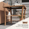 Outdoor Wicker Coffee Table, Rattan Patio Furniture w/ 2-Tier Storage Shelf, Aluminum Frame Square, Side Table with Tempered Glass Top, Sand