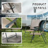 4 Piece Folding Patio Camping Chair Set, Sports Chairs for Adults with Armrests, Mesh Fabric Seat for Lawn, Brown