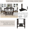 Counter Height 6-Piece Dining Table Set with Storage Shelf, Long Bench, and Upholstered Chairs, Espresso