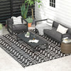 Reversible Outdoor Rug Carpet RV Camping Rugs with Carry Bag, 9' x 12', Black & White Clover