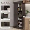 71" Freestanding Kitchen Pantry with 4 Doors and 2 Large Cabinets, Tall Storage Cabinet with Drawer, Coffee