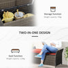 27 Gallon Patio Wicker Storage Bench, Outdoor PE Rattan Furniture, 2-In-1 Large Capacity Footstool Rectangle Basket Box, Red