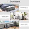 46" Storage Ottoman Bench, Upholstered End of Bed Bench with Steel Frame & Hinges, Button Tufted Storage Bench for Living Room, Entryway, Gray