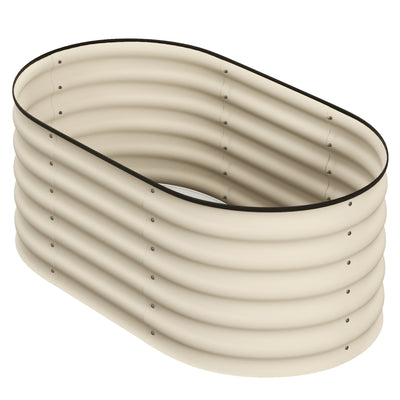 3.4 x 2 x 1.4ft Galvanized Raised Garden Bed Kit, Metal Planter Box with Safety Edging, Cream