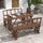Patio Table and Chairs for 4 People Carriage Wheels Design Outdoor Furniture Set w/ for Backyard Garden, Carbonized