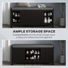 Modern Shoe Storage Bench, Entry Way Bench with Cushion, 2 Sliding Doors, Storage Ottoman Bench, Holds 10 Pairs, Black