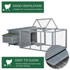 88" Large Wooden Chicken Coop Hen House Rabbit Hutch Poultry Cage Pen Backyard with Outdoor Run, Nesting Box, Waterproof Roof & Tray, Gray