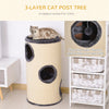 28" Cat Condo 3-Story Cat House with Sisal, Gray