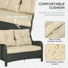 2-Seater Outdoor Sofa w/ 4" Thick Padded Cushion, PE Rattan Patio Outdoor Couch w/ Armrests, Wicker Loveseat, for Conservatory, Garden, Beige