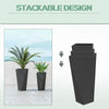 Indoor Outdoor Planters Set of 3 MgO Tall Planters Stackable Flower Pots with Drainage Holes for Garden Balcony Black