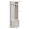 Rustic Hall Tree with Bench, Entryway Bench with Coat Rack & Shoe Storage, Accent Coat Tree with Storage Shelves for Hallway & Mudroom, White