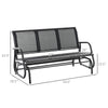 3-Person Outdoor Patio Glider Bench, Porch Glider Swing with 3 Seats, Breathable Mesh Fabric, Metal Frame, Black