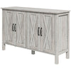 Kitchen Sideboard Cabinet with 4 Barn Doors and 2 Adjustable Shelves, Kitchen Buffet Cabinet for Living Room, Hallway, Gray