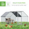 12' Metal Chicken Coop with Run, Walk-In Chicken Cage Rabbit Hutch with Cover and Lockable Door for Backyard, Silver
