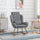 Modern Rocking Chair with Removable Lumbar Pillow Fabric Sofa Armchair with Thick Padding, Metal Frame, Wood Base for Living Room, Light Grey