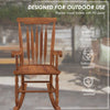 Porch Rocker Chair, 350 lbs. Wooden Outdoor Rocking Chair with High Back for Garden, Patio, Balcony, Teak
