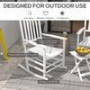 Wooden Rocking Chair Set w/ Foldable Side Table, Outdoor Rocker Chairs w/ Curved Armrests, Slatted Top Table, Supports Up to 352 lbs., White
