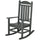 HDPE Porch Rocker Chair, Outdoor Rocking Chair with High Back, Arms, Slatted Design, for Indoor and Outdoor, Dark Gray