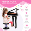 37 Key Kids Miniature Black Grand Digital Piano with Microphone, Stool and 22 Songs