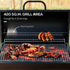 Barrel Charcoal BBQ Grill Barbecue Smoker with 420 sq.in. Cooking Area, Wheels, Ash Catcher, Black