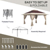 13' x 13' Pop Up Gazebo Instant Canopy Tent Shelter with 2-Tier Roof, Carry Bag, Wight Bags for Outdoor, Garden, Brown