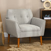 Traditional Accent Chair, Button Tufted Armchair with Wood Legs for Living Room, Bedroom, Light Gray