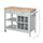 Kitchen Island Utility Storage Trolley Cart with Rubber Wood Top, Towel Rack, 2 Cabinets & Drawers for Dining Room, Grey