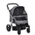 Pet Stroller Foldable Dog Cat Travel Carriage with Adjustable Handlebar PVC Wheel Brake Storage Bag Mesh Window Safety Leash Aluminum Grey