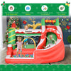 4-in-1 Kids Inflatable Bounce House Christmas Jumping Castle with Pattern, Includes Trampoline, Pool, Slide, Climbing Wall and Air Blower