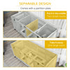 Wooden Rabbit Hutch with Wheels, Dividers for Indoor Use, Light Gray