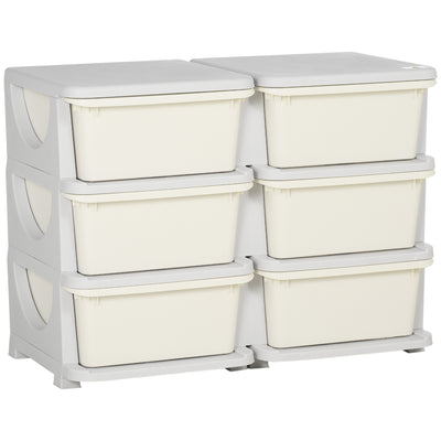 Kids Toy Storage Organizer with 6 Drawers, 3 Tier Kids Storage Units, Toy Organizer for Nursery Playroom Kindergarten, Cream