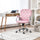 Velvet Home Office Chair, Button Tufted Desk Chair with Padded Armrests, Adjustable Height and Swivel Wheels, Pink