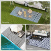 Reversible Outdoor Rug Carpet RV Camping Rugs with Carry Bag, 9' x 18', Black & White Chain