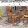 Wooden Rocking Chair Set w/ Foldable Side Table, Outdoor Rocker Chairs w/ Slatted Top Table for Garden, Balcony, Porch, Up to 352 lbs., Teak