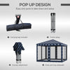10' x 10' Outdoor Pop-Up Canopy with Sidewalls, Mesh Walls, Instant Setup for Party, Events, Patio, Lawn, American Flag
