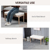 32" Linen Upholstered Bedroom Bench, French End of Bed Bench with Thick Padded Cushion and Wooden Legs, Cream White