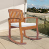 Outdoor Rocking Chair with Cushion, Acacia Wood Patio Rocker for Backyard, Patio, Home, Teak Tone