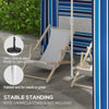 5.8' x 5.8' Cabana Umbrella for Travel, Vented Windows, Ruffles, Carry Bag, Outdoor Umbrella, Blue Strip