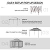 Outdoor Patio Pop Up Canopy Gazebo Shelter with Zipper Netting, Carry Bag, 10.7'x10.7'x8.9', Light Gray