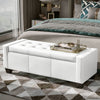 50.5" Faux Leather Rectangular Tufted Storage Ottoman Bench for Living Room, Entryway, or Bedroom, White