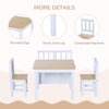 4-Piece Kids Table Set with 2 Wooden Chairs, 1 Storage Bench, and Interesting Modern Design, Natural/White