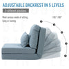 Convertible Flip Chair, Floor Lazy Sofa, Folding Upholstered Couch Bed with Adjustable Backrest, Metal Frame and Pillows for Bedroom, Blue
