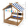 Wooden Sandbox with Canopy, House Design for 3-7 Years Old, Brown