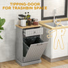 Kitchen Tilt Out Trash Bin Cabinet, Freestanding Recycling Cabinet Trash Can Holder With Drawer, Gray