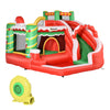 4-in-1 Kids Inflatable Bounce House Christmas Jumping Castle with Pattern, Includes Trampoline, Pool, Slide, Climbing Wall and Air Blower