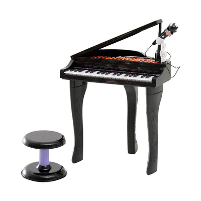 37 Key Kids Miniature Black Grand Digital Piano with Microphone, Stool and 22 Songs
