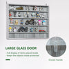 5-Tier Glass Display Cabinet, Wall-Mounted Display Glass Case with 2 Doors and Adjustable Shelves, Gray