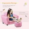Kids Sofa Set with Footstool, Upholstered Armchair for Kids 18M+, Baby Sofa for Playroom, Children's Bedroom, Nursery Room, Pink