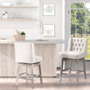 Swivel Bar Stools Set of 2, 27" Counter Height Stools with Linen Upholstery and Button Tufted Design for Kitchen