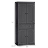 72" Kitchen Pantry Cabinet Freestanding, Tall Storage Cabinet, Freestanding Cupboard with Drawer, Doors and Adjustable Shelves, Black